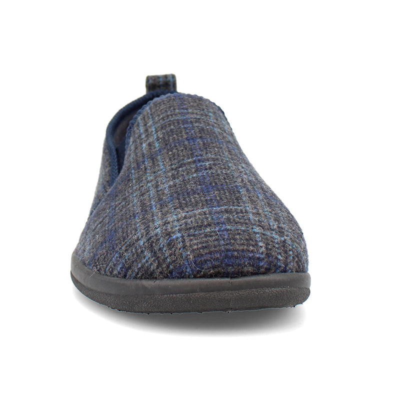 Lewis23 Standard Fit Men's Check Detail Warm Lined Slipper