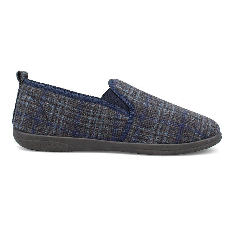 Lewis23 Standard Fit Men's Check Detail Warm Lined Slipper