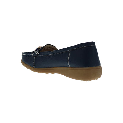 Nautical Wide Fit Women's Leather Flat Slip On Loafer