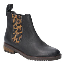 Load image into Gallery viewer, Stella Standard Fit Women&#39;s Pull On Leather Chelsea Boot With Leopard Print Contrast Panel
