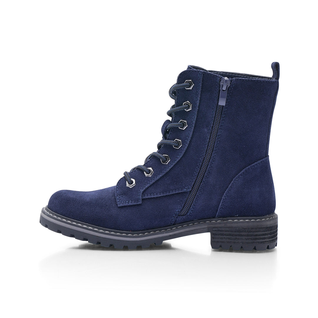 Leather Boots Navy Short Boots Ladies Lacey Wide Fit Women's Water