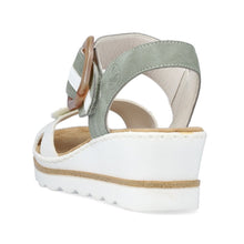 Load image into Gallery viewer, Teyonah Wide Fit Women&#39;s Large Buckle &amp; Adjustable Velcro Fastening Strappy Mid Wedge Sandal
