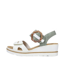Load image into Gallery viewer, Teyonah Wide Fit Women&#39;s Large Buckle &amp; Adjustable Velcro Fastening Strappy Mid Wedge Sandal
