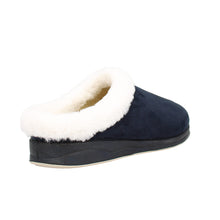 Load image into Gallery viewer, Sophia23 Wide Fit Women&#39;s Slip On Suede With Faux Fur Lining &amp; Trim Mule Slipper
