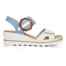 Load image into Gallery viewer, Teyonah Wide Fit Women&#39;s Large Buckle &amp; Adjustable Velcro Fastening Strappy Mid Wedge Sandal
