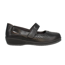 Load image into Gallery viewer, Ada 23 Extra Wide Women&#39;s Leather Soft Touch Fastening Cut Out Design Mary Jane Style Flat Shoe
