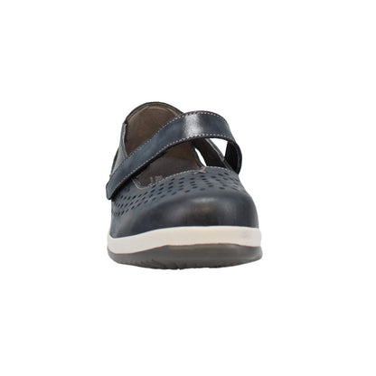 Ada Extra Wide Women's Leather Cut Out Design Mary Jane Shoe