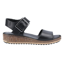 Load image into Gallery viewer, Ellie Standard Fit Women&#39;s Large Buckle Fastening Mid Wedge Leather Sandal
