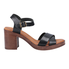 Load image into Gallery viewer, Georgia Standard Fit Women&#39;s Crossover Buckle Fastening Block Heel Leather Sandal
