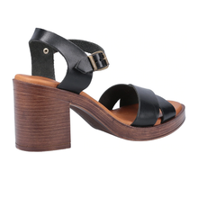 Load image into Gallery viewer, Georgia Standard Fit Women&#39;s Crossover Buckle Fastening Block Heel Leather Sandal
