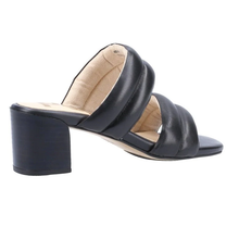 Load image into Gallery viewer, Leila Standard Fit Women&#39;s Double Bar Leather Slip On Block Heel Mule
