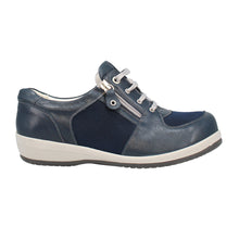 Load image into Gallery viewer, Betty Extra Wide Women&#39;s Leather / Suede Lace Up And Zip Fastening Flat Walking Shoe
