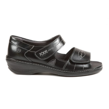 Load image into Gallery viewer, Hilda - Wide Fit Women&#39;s Leather Double Velcro Strap Fastening Strappy Sandal
