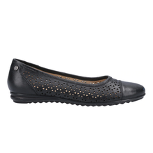 Load image into Gallery viewer, Leah Standard Fit Women&#39;s Leather Cut Out Detail Flat Ballet Pump
