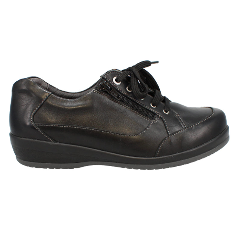 Marge-f Extra Wide Fit Women's Lace & Zip Fastening Leather Shoe