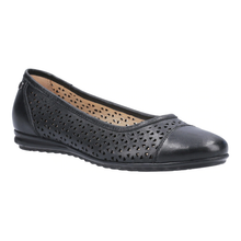Load image into Gallery viewer, Leah Standard Fit Women&#39;s Leather Cut Out Detail Flat Ballet Pump
