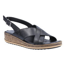 Load image into Gallery viewer, Elena Standard Fit Women&#39;s Mid Wedge Leather Crossover Detail Strappy Buckle Fastening Sandal
