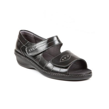 Load image into Gallery viewer, Hilda - Wide Fit Women&#39;s Leather Double Velcro Strap Fastening Strappy Sandal
