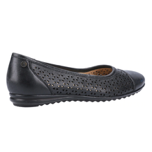 Load image into Gallery viewer, Leah Standard Fit Women&#39;s Leather Cut Out Detail Flat Ballet Pump
