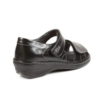 Load image into Gallery viewer, Hilda - Wide Fit Women&#39;s Leather Double Velcro Strap Fastening Strappy Sandal
