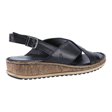 Load image into Gallery viewer, Elena Standard Fit Women&#39;s Mid Wedge Leather Crossover Detail Strappy Buckle Fastening Sandal

