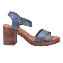 Load image into Gallery viewer, Georgia Standard Fit Women&#39;s Crossover Buckle Fastening Block Heel Leather Sandal
