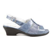 Load image into Gallery viewer, Ebony - Wide Fit Women&#39;s Leather Patent Small Heel Sling Back Sandal
