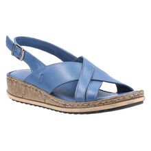 Load image into Gallery viewer, Elena Standard Fit Women&#39;s Mid Wedge Leather Crossover Detail Strappy Buckle Fastening Sandal
