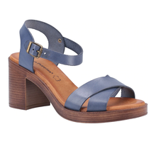 Load image into Gallery viewer, Georgia Standard Fit Women&#39;s Crossover Buckle Fastening Block Heel Leather Sandal
