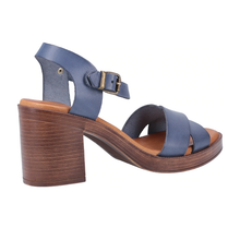 Load image into Gallery viewer, Georgia Standard Fit Women&#39;s Crossover Buckle Fastening Block Heel Leather Sandal
