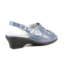 Load image into Gallery viewer, Ebony - Wide Fit Women&#39;s Leather Patent Small Heel Sling Back Sandal
