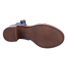 Load image into Gallery viewer, Georgia Standard Fit Women&#39;s Crossover Buckle Fastening Block Heel Leather Sandal
