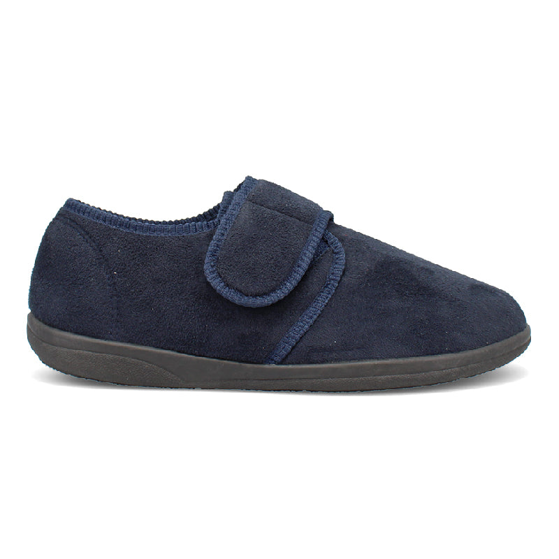 Charles Wide Fit Men's Soft Touch Warm Lined Velcro Strap Fastening Slipper