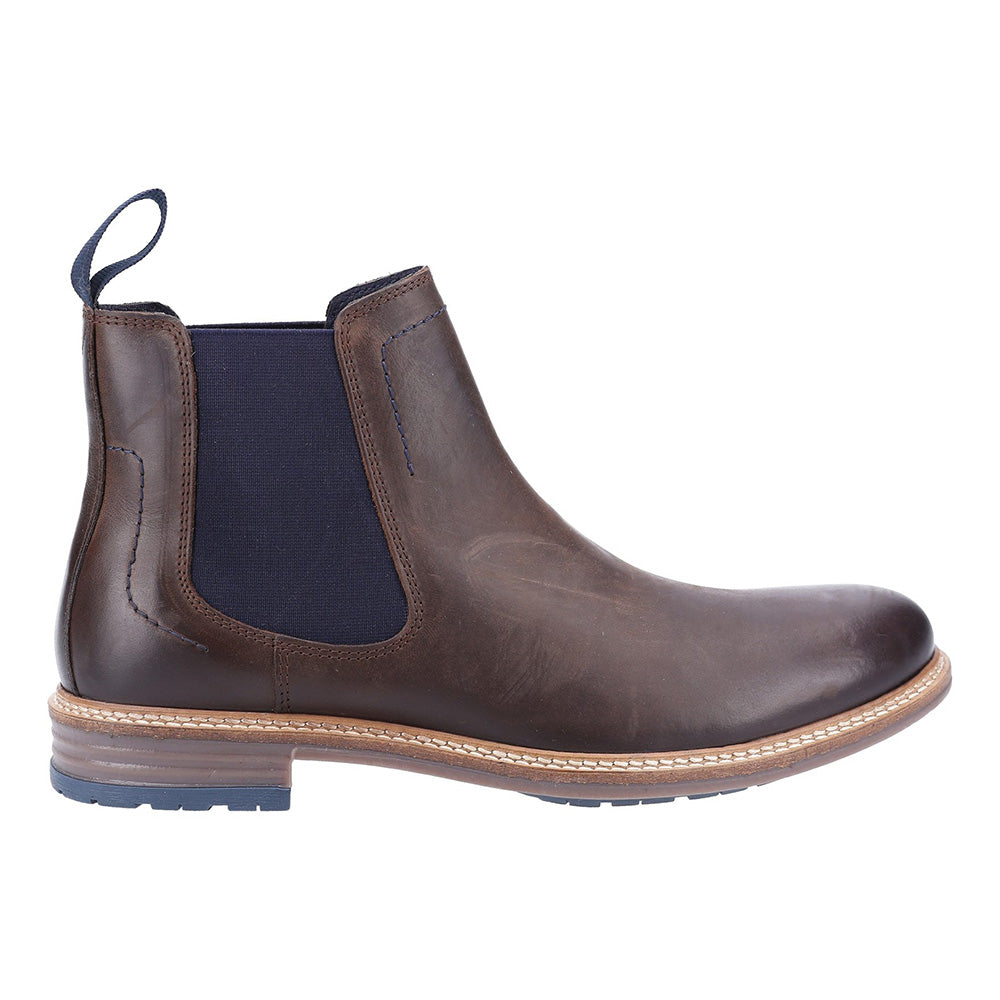Justin Standard Fit Men's Leather With Elasticated Side Panel Pull On Chelsea Boot