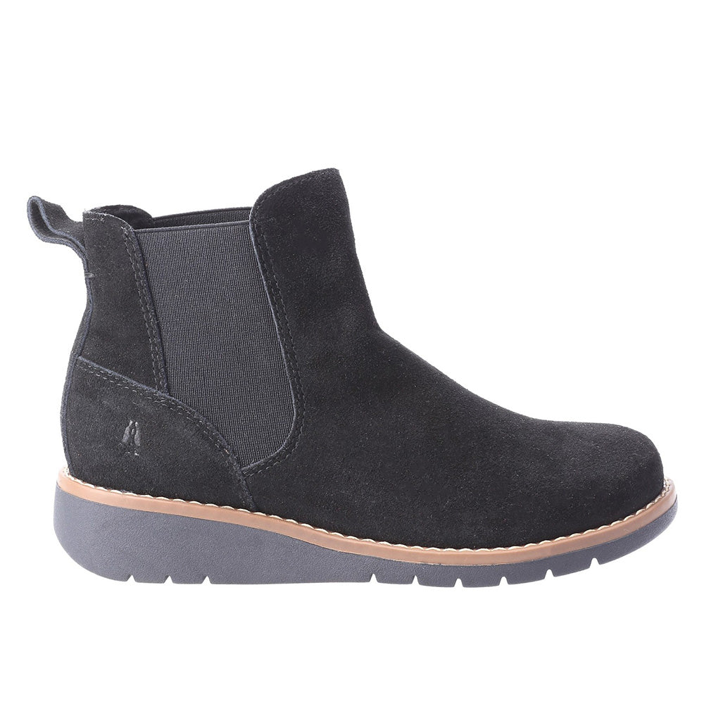 Layla Standard Fit Women's Suede With Elasticated Side Panel Pull On Mid-Wedge Ankle Boot