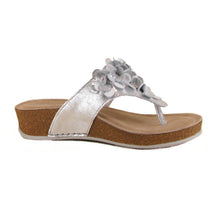 Load image into Gallery viewer, Mina Wide Fit Women&#39;s Floral Detail Toe Post Wedge Slip On Sandal
