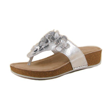 Load image into Gallery viewer, Mina Wide Fit Women&#39;s Floral Detail Toe Post Wedge Slip On Sandal
