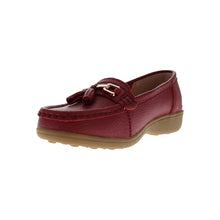 Load image into Gallery viewer, Nautical Wide Fit Women&#39;s Leather Flat Slip On Loafer
