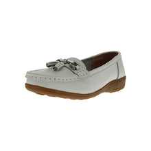 Load image into Gallery viewer, Nautical Wide Fit Women&#39;s Leather Flat Slip On Loafer

