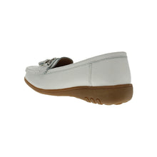 Load image into Gallery viewer, Nautical Wide Fit Women&#39;s Leather Flat Slip On Loafer
