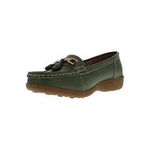 Load image into Gallery viewer, Nautical Wide Fit Women&#39;s Leather Flat Slip On Loafer
