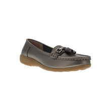 Load image into Gallery viewer, Nautical Wide Fit Women&#39;s Leather Flat Slip On Loafer
