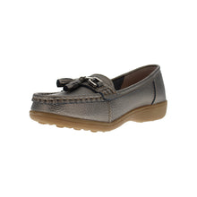 Load image into Gallery viewer, Nautical Wide Fit Women&#39;s Leather Flat Slip On Loafer

