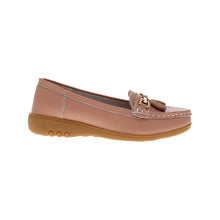 Load image into Gallery viewer, Nautical Wide Fit Women&#39;s Leather Flat Slip On Loafer
