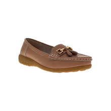 Load image into Gallery viewer, Nautical Wide Fit Women&#39;s Leather Flat Slip On Loafer
