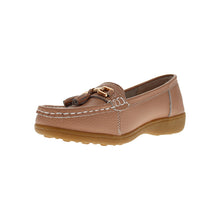 Load image into Gallery viewer, Nautical Wide Fit Women&#39;s Leather Flat Slip On Loafer
