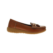 Load image into Gallery viewer, Nautical Wide Fit Women&#39;s Leather Flat Slip On Loafer
