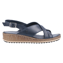 Load image into Gallery viewer, Elena Standard Fit Women&#39;s Mid Wedge Leather Crossover Detail Strappy Buckle Fastening Sandal

