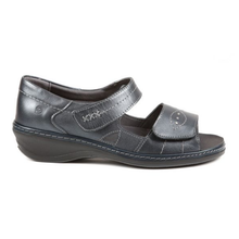 Load image into Gallery viewer, Hilda - Wide Fit Women&#39;s Leather Double Velcro Strap Fastening Strappy Sandal
