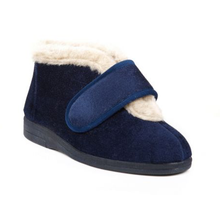 Load image into Gallery viewer, Val - Extra Wide Fit Women&#39;s Velour Velcro Fastening Slipper
